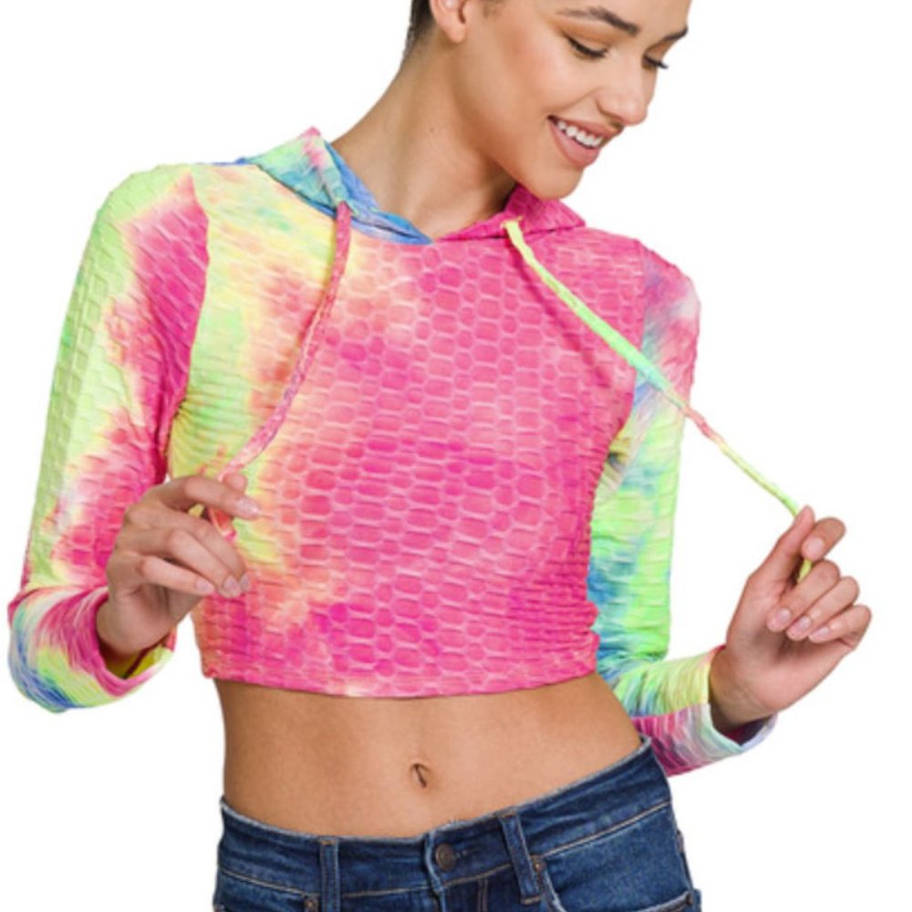 Zenana Tie dye crop hoodie super cute NEW